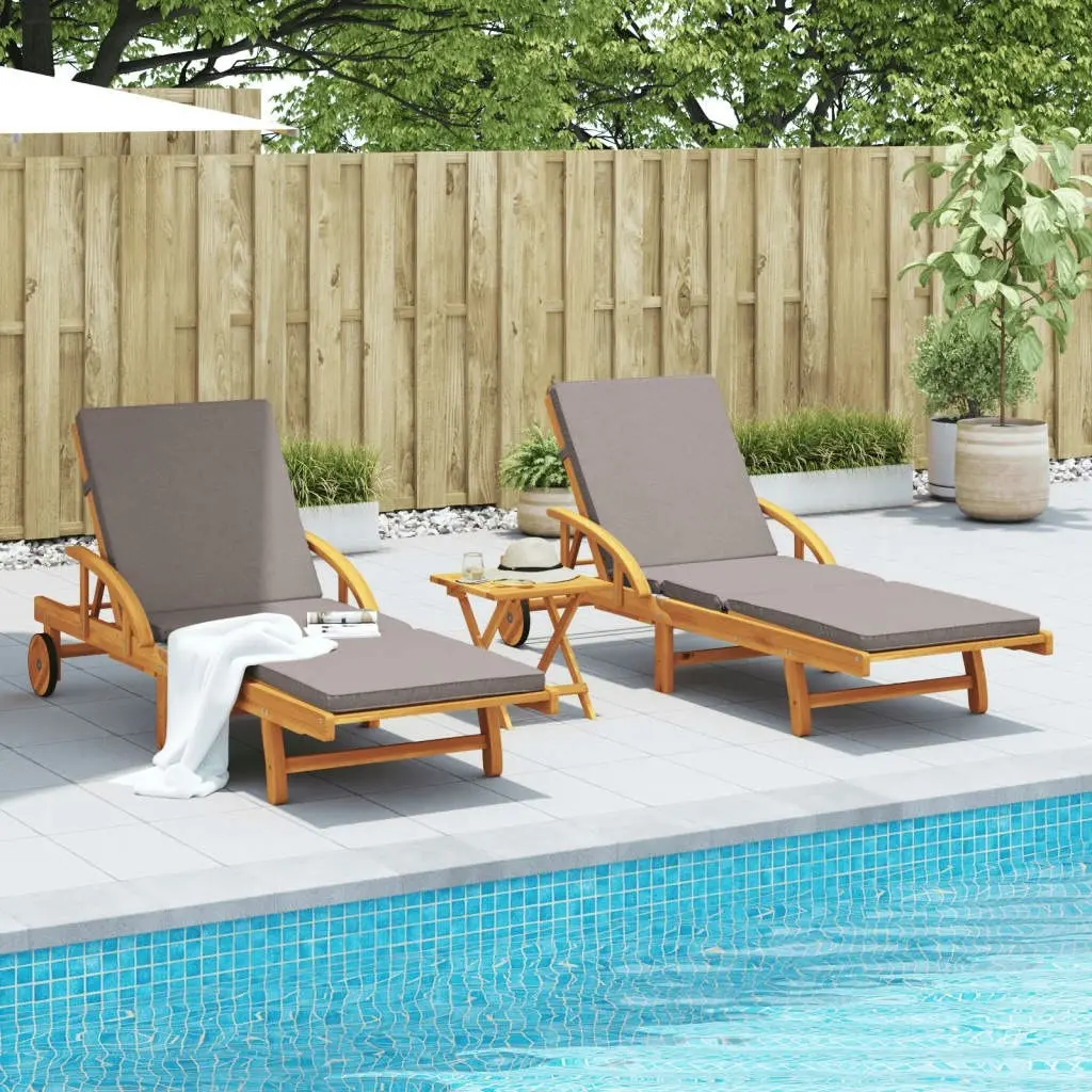 Sun Loungers 2 pcs with Table Solid Wood Acacia 3206368