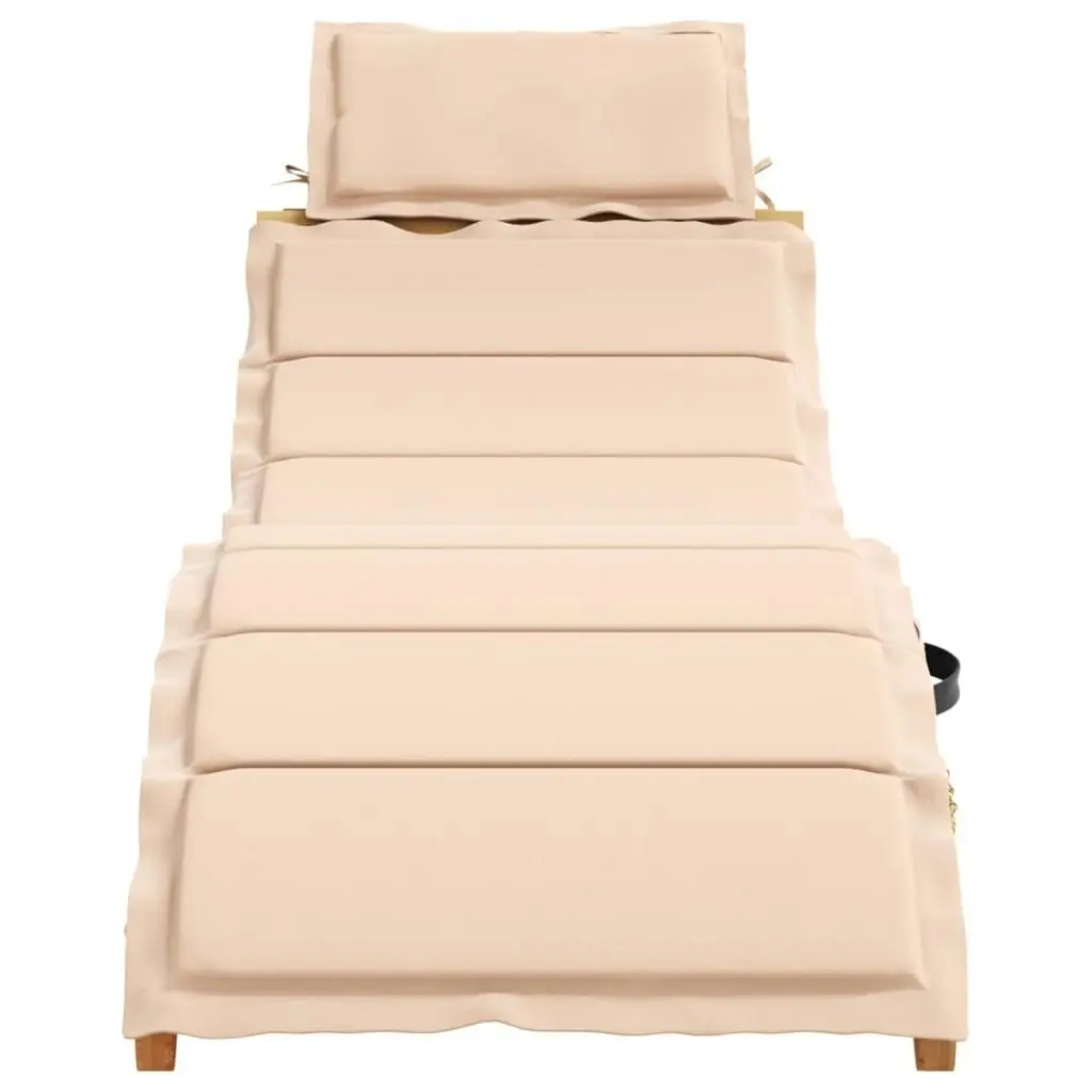 Sun Loungers with Cushions 2 pcs Beige Solid Wood Acacia 3214835