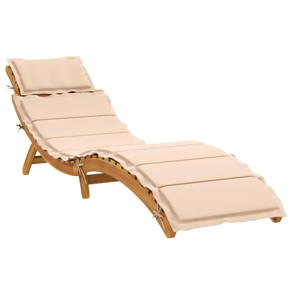 Sun Loungers with Cushions 2 pcs Beige Solid Wood Acacia 3214835