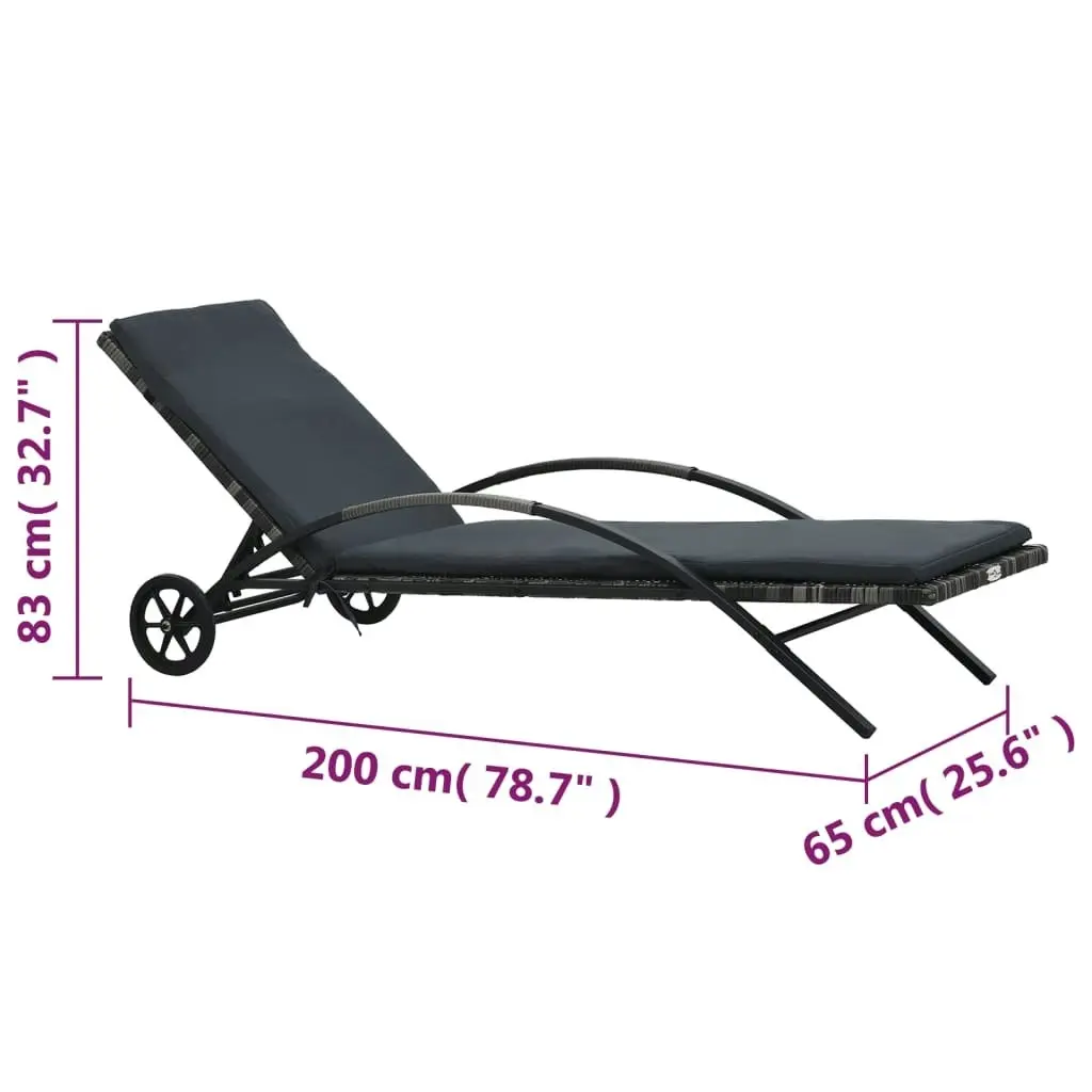 Sun Loungers with Table Poly Rattan Anthracite 47747