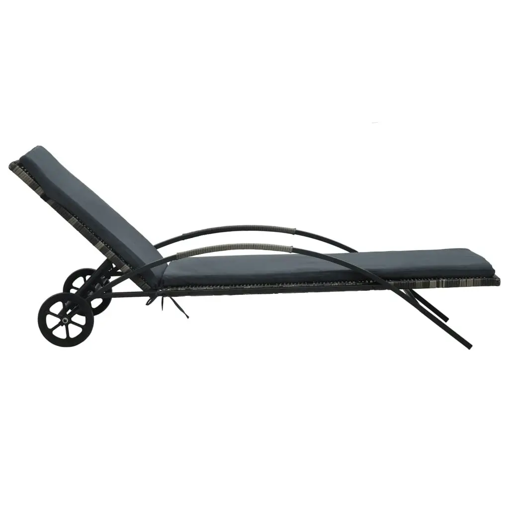 Sun Loungers with Table Poly Rattan Anthracite 47747