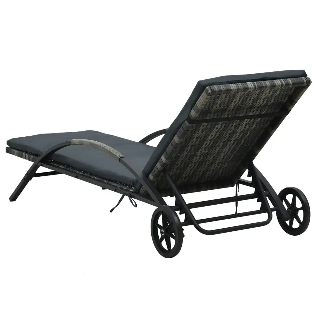 Sun Loungers with Table Poly Rattan Anthracite 47747