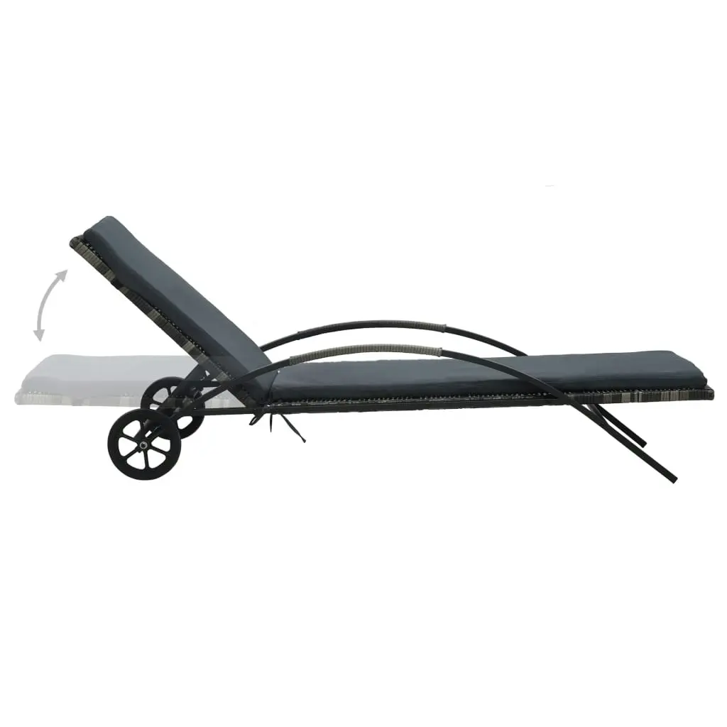 Sun Loungers with Table Poly Rattan Anthracite 47747