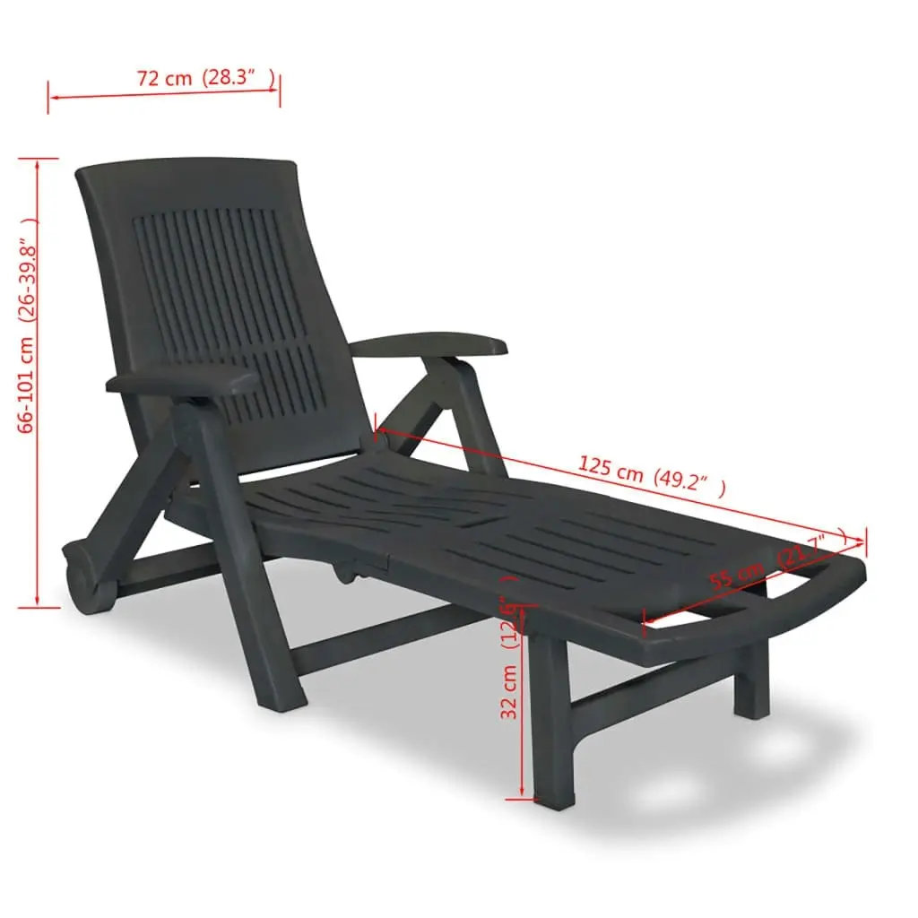 Sun Lounger with Footrest Plastic Anthracite 43588