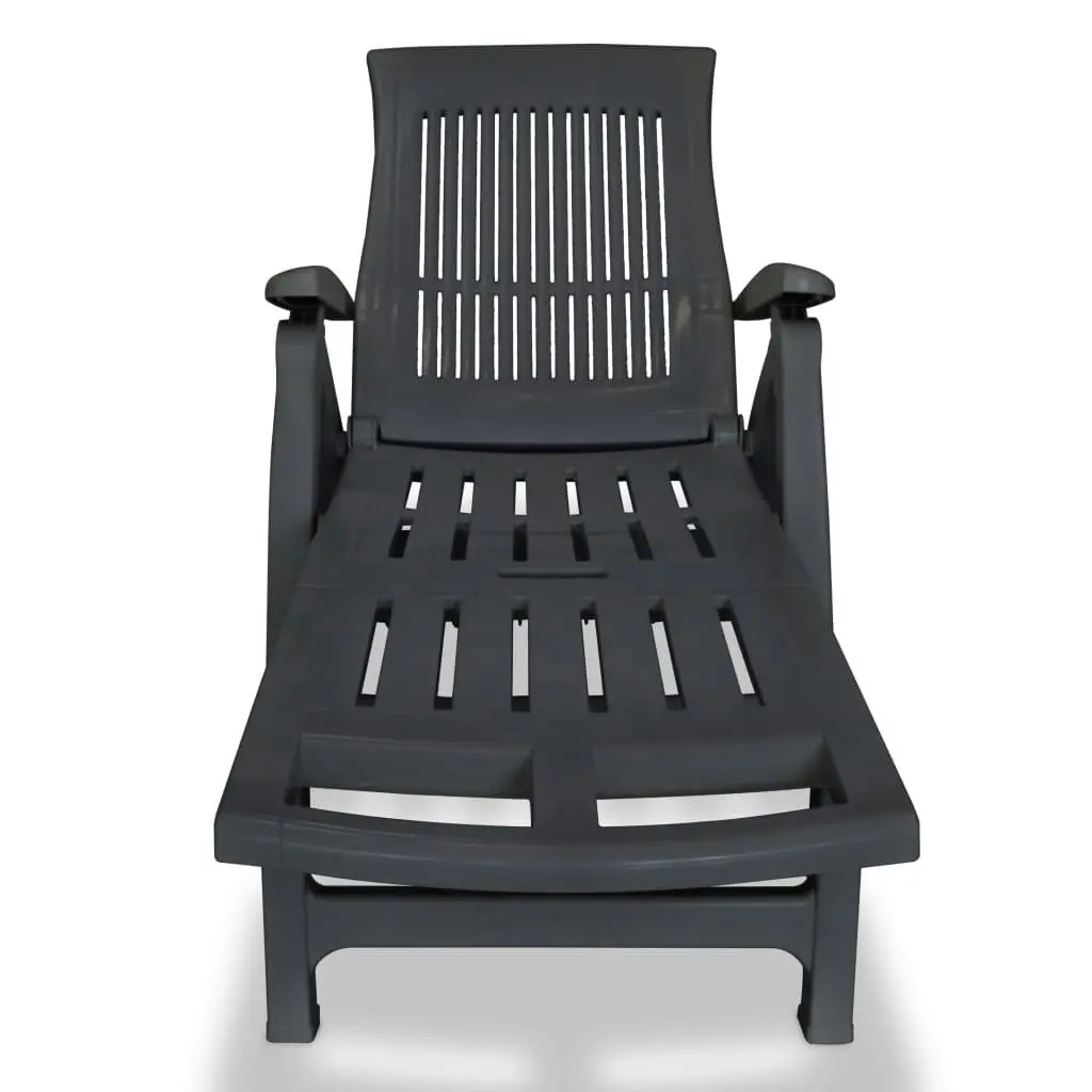 Sun Lounger with Footrest Plastic Anthracite 43588