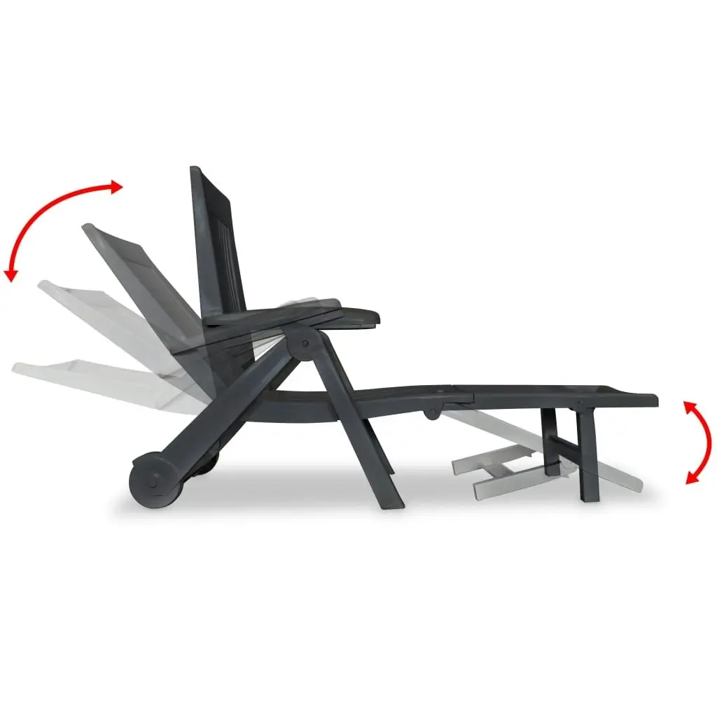 Sun Lounger with Footrest Plastic Anthracite 43588