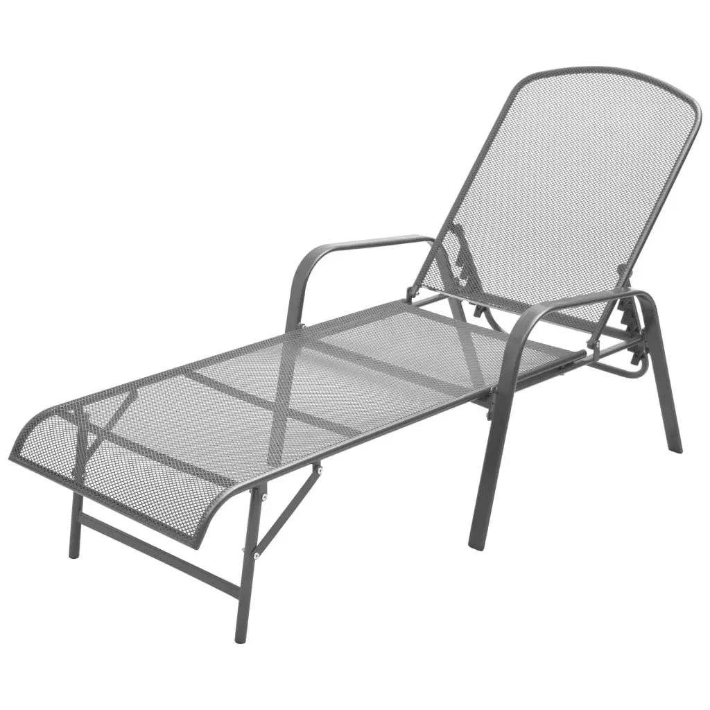 Sun Loungers 2 pcs with Table Steel Anthracite 42727