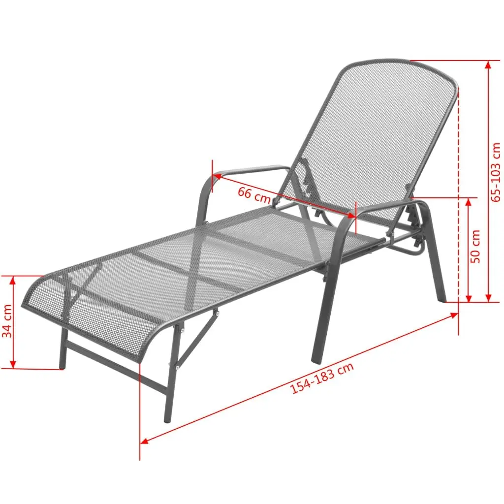 Sun Loungers 2 pcs with Table Steel Anthracite 42727