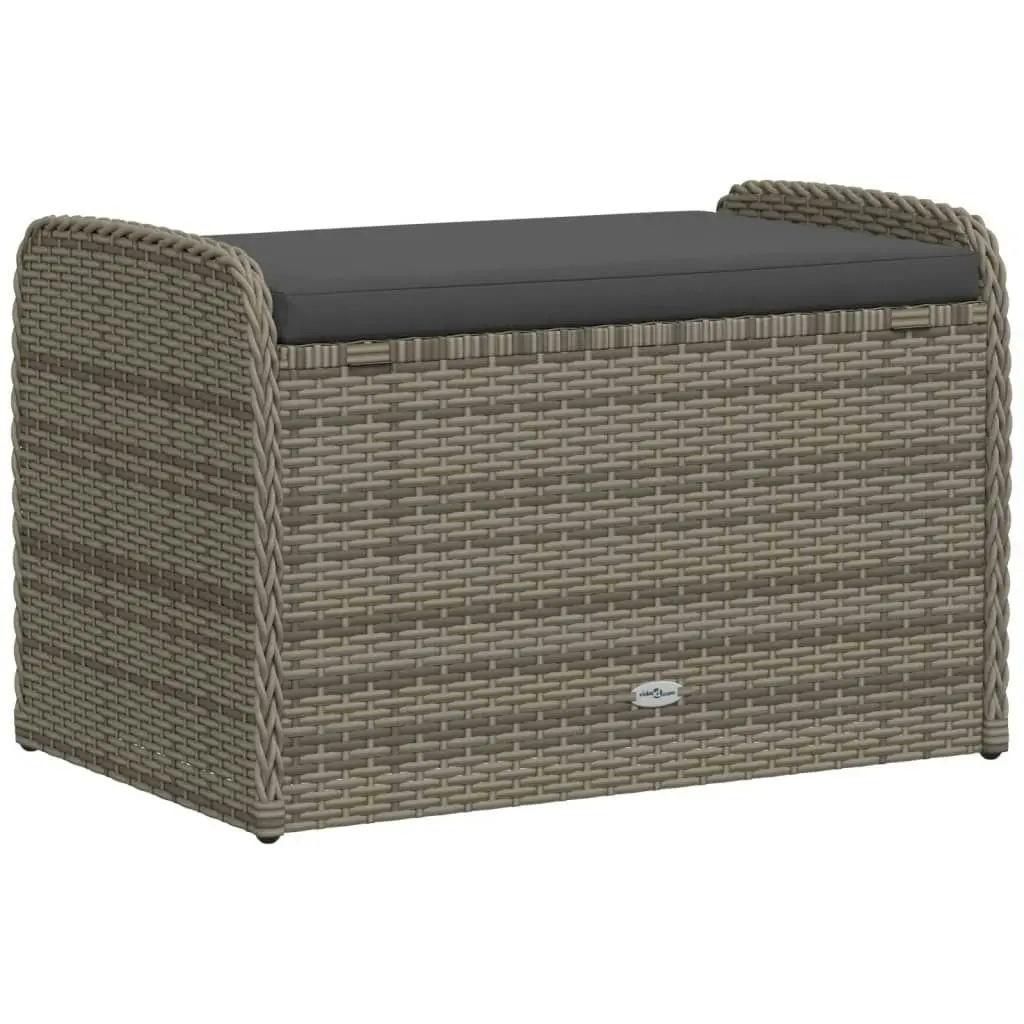 Storage Bench with Cushion Grey 80x51x52 cm Poly Rattan 365731