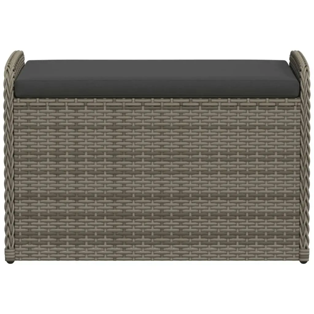 Storage Bench with Cushion Grey 80x51x52 cm Poly Rattan 365731