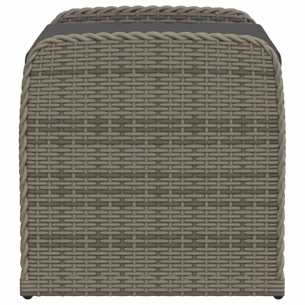 Storage Bench with Cushion Grey 80x51x52 cm Poly Rattan 365731