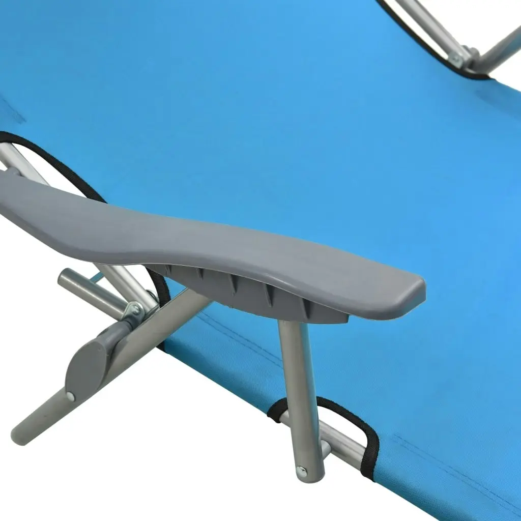 Sun Lounger with Canopy Steel Blue 310336