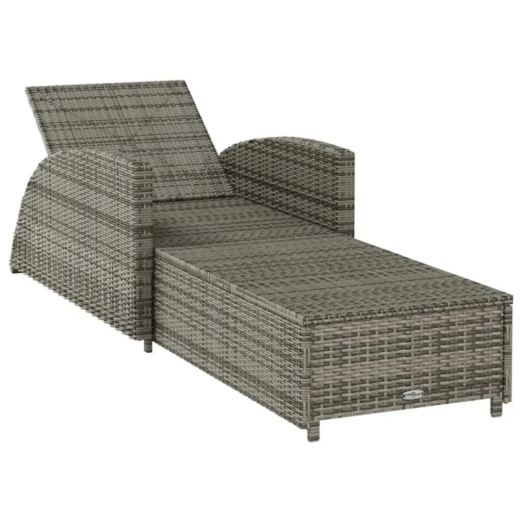 Sun Lounger with Dark Grey Cushion Poly Rattan Grey 317178