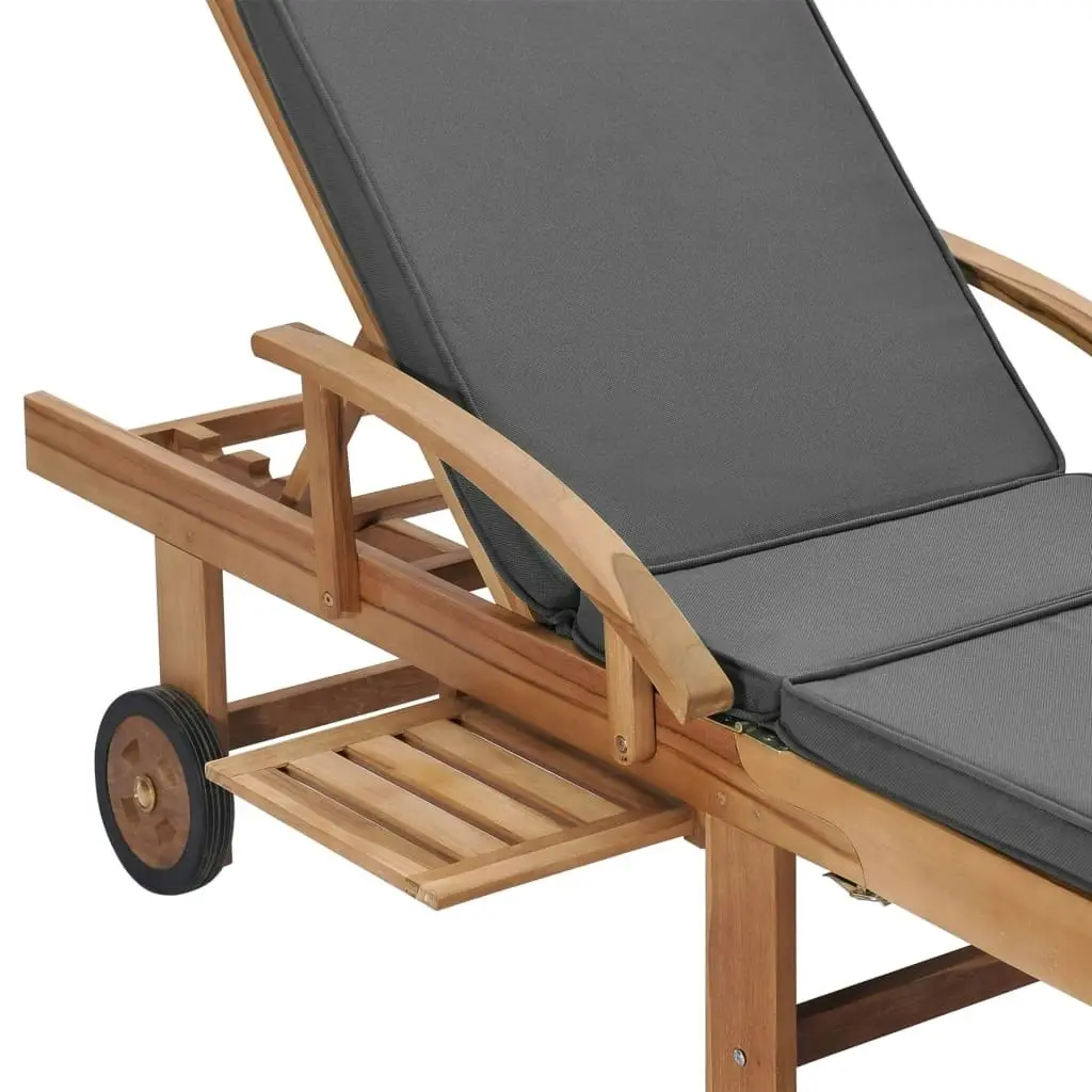 Sun Loungers with Cushions 2 pcs Solid Teak Wood Dark Grey 3054634