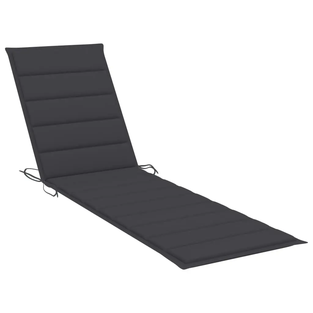 Sun Lounger with Anthracite Cushion Solid Teak Wood 3063006