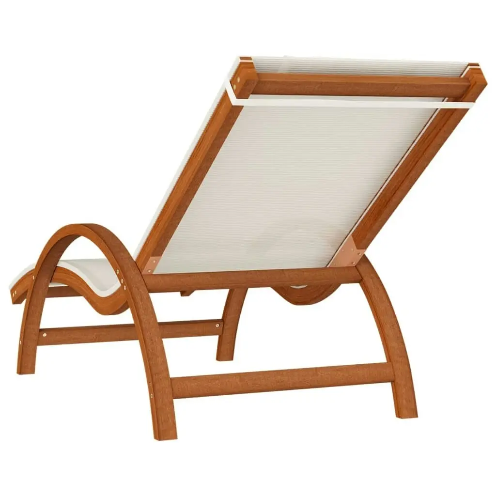 Sun Lounger with Pillow White Textilene and Solid Wood Poplar 363469