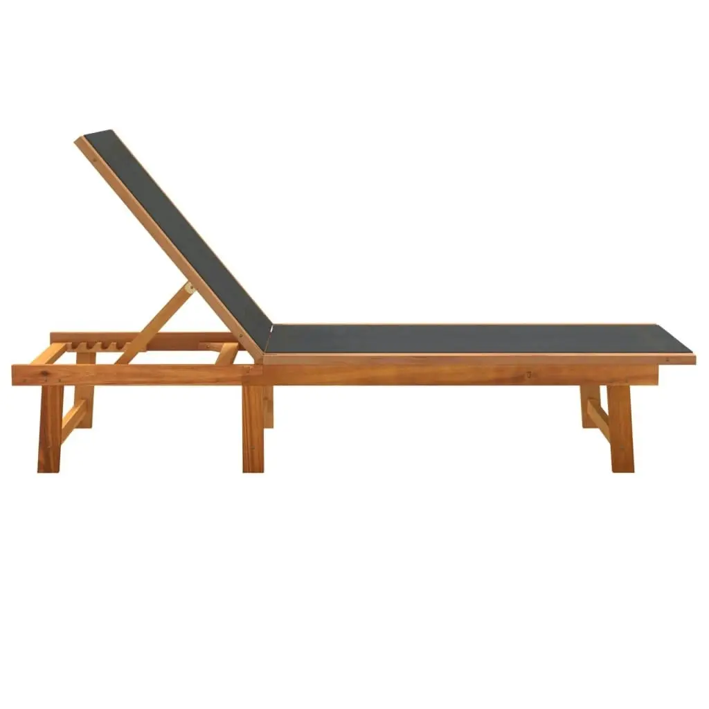 Sun Loungers 2 pcs Black Solid Wood Acacia and Textilene 3279247