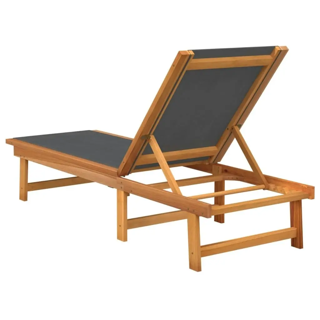 Sun Loungers 2 pcs Black Solid Wood Acacia and Textilene 3279247