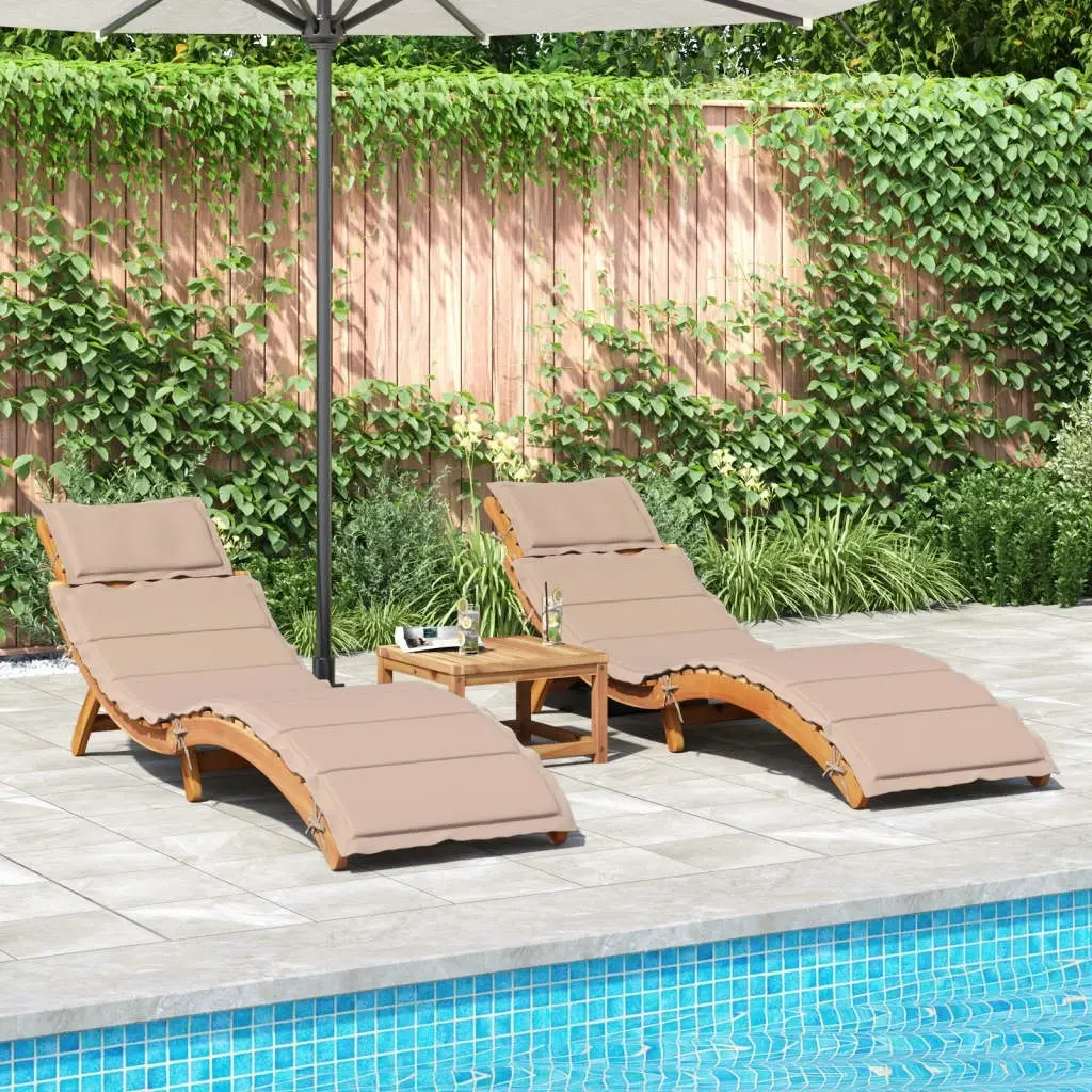 Sun Loungers with Cushions 2 pcs Taupe Solid Wood Acacia 3214836