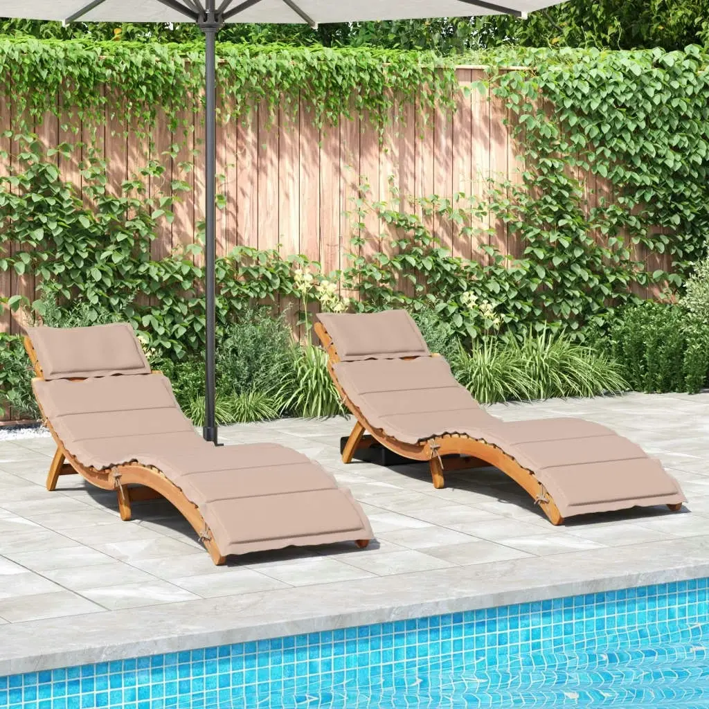 Sun Loungers with Cushions 2 pcs Taupe Solid Wood Acacia 3214836