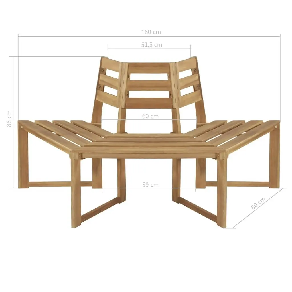 Tree Bench Half-hexagonal 160 cm Solid Acacia Wood 44251