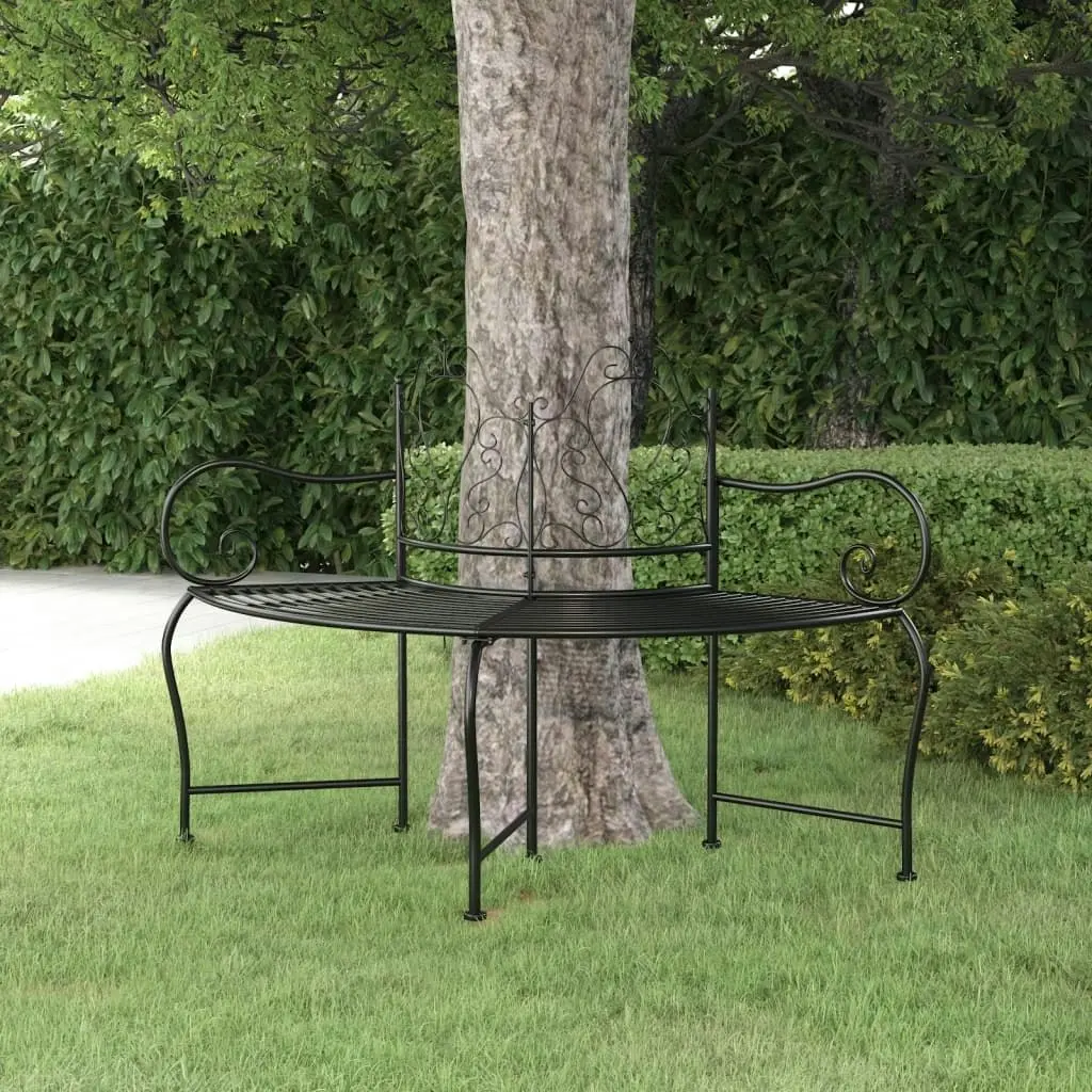 Tree Bench 150 cm Black Steel 318823