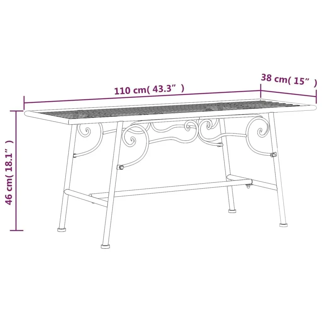 Tree Bench 110 cm Black Steel 318827