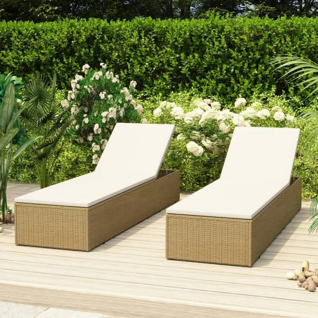 Sunlounger Poly Rattan Brown and Cream White 310147