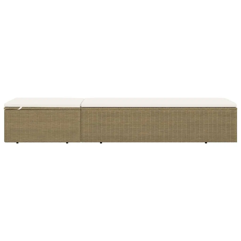 Sunlounger Poly Rattan Brown and Cream White 310147