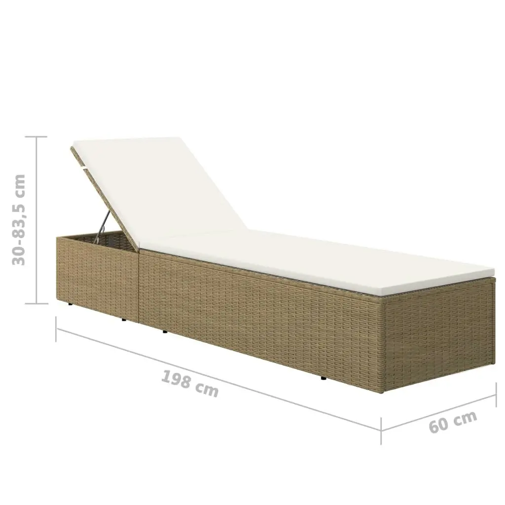 Sunlounger Poly Rattan Brown and Cream White 310147