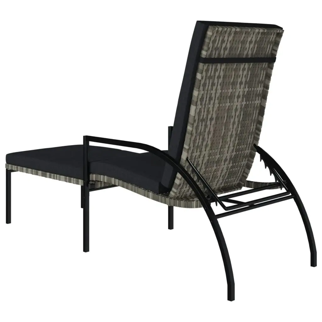 Sun Loungers 2 pcs with Footrest PE Rattan Grey 317633