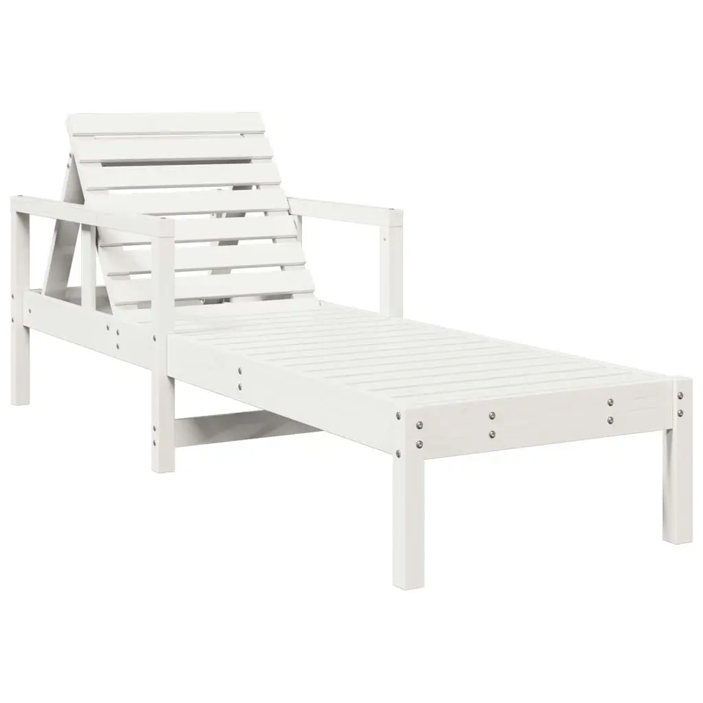 Sun Lounger White 199.5x62x55 cm Solid Wood Pine 832539