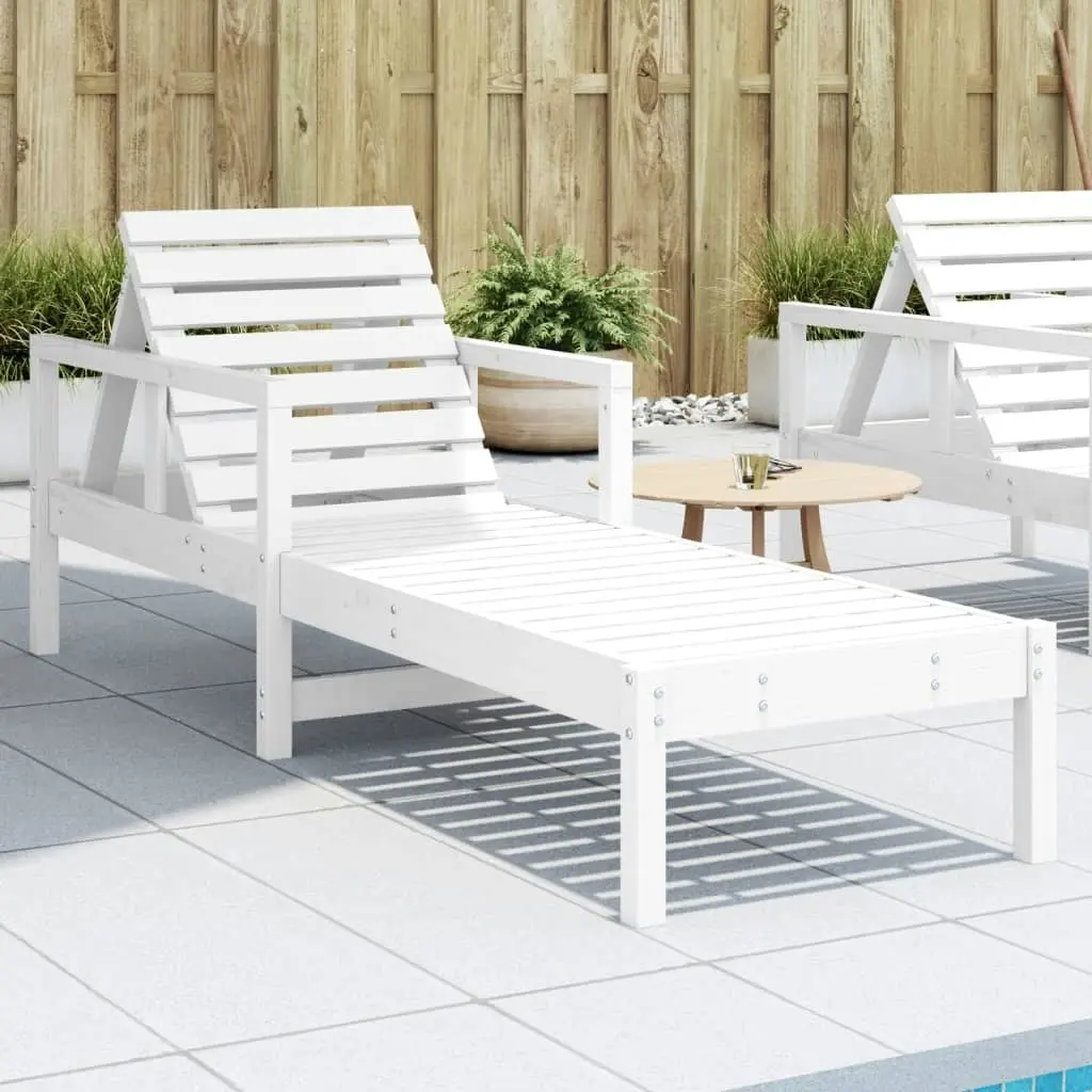 Sun Lounger White 199.5x62x55 cm Solid Wood Pine 832539