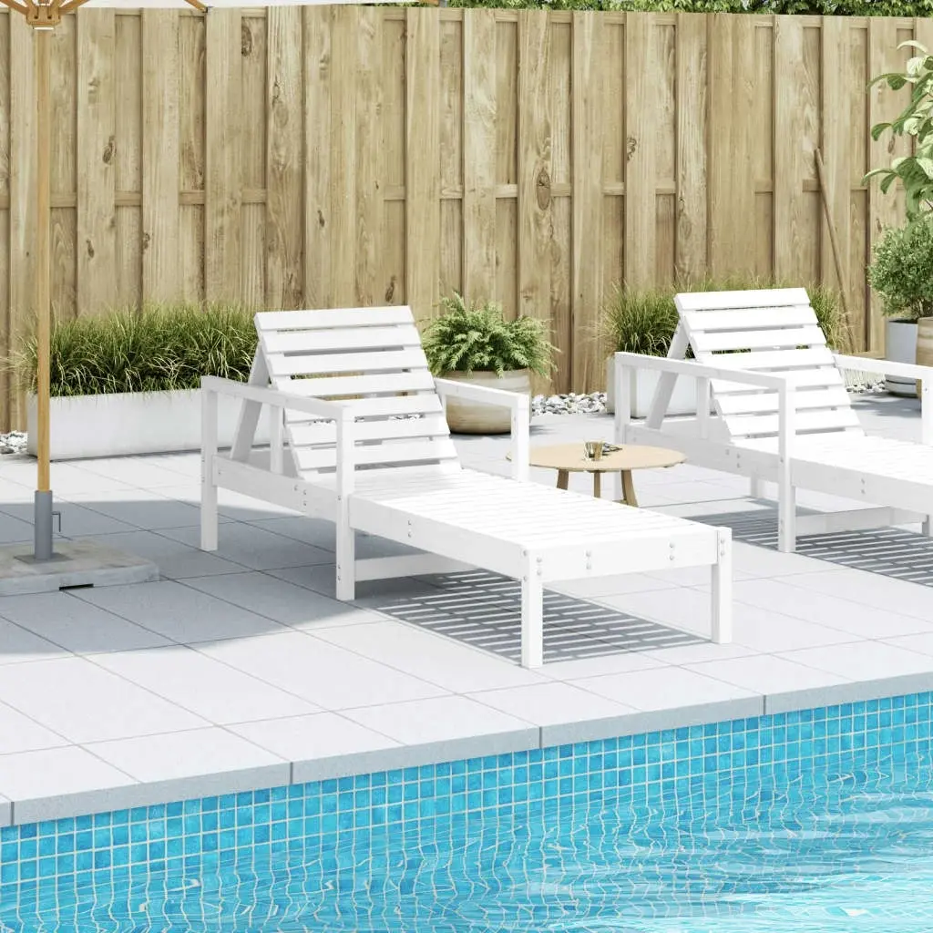 Sun Lounger White 199.5x62x55 cm Solid Wood Pine 832539