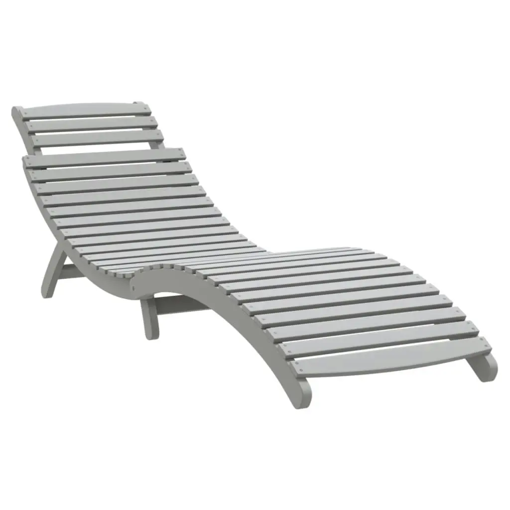 Sun Lounger with Table Grey Solid Wood Acacia 363280