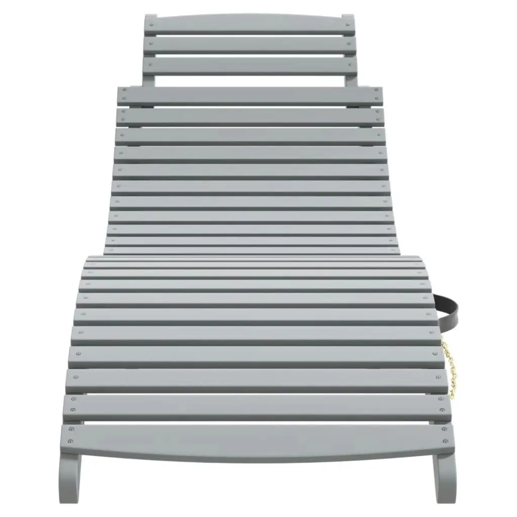 Sun Lounger with Table Grey Solid Wood Acacia 363280