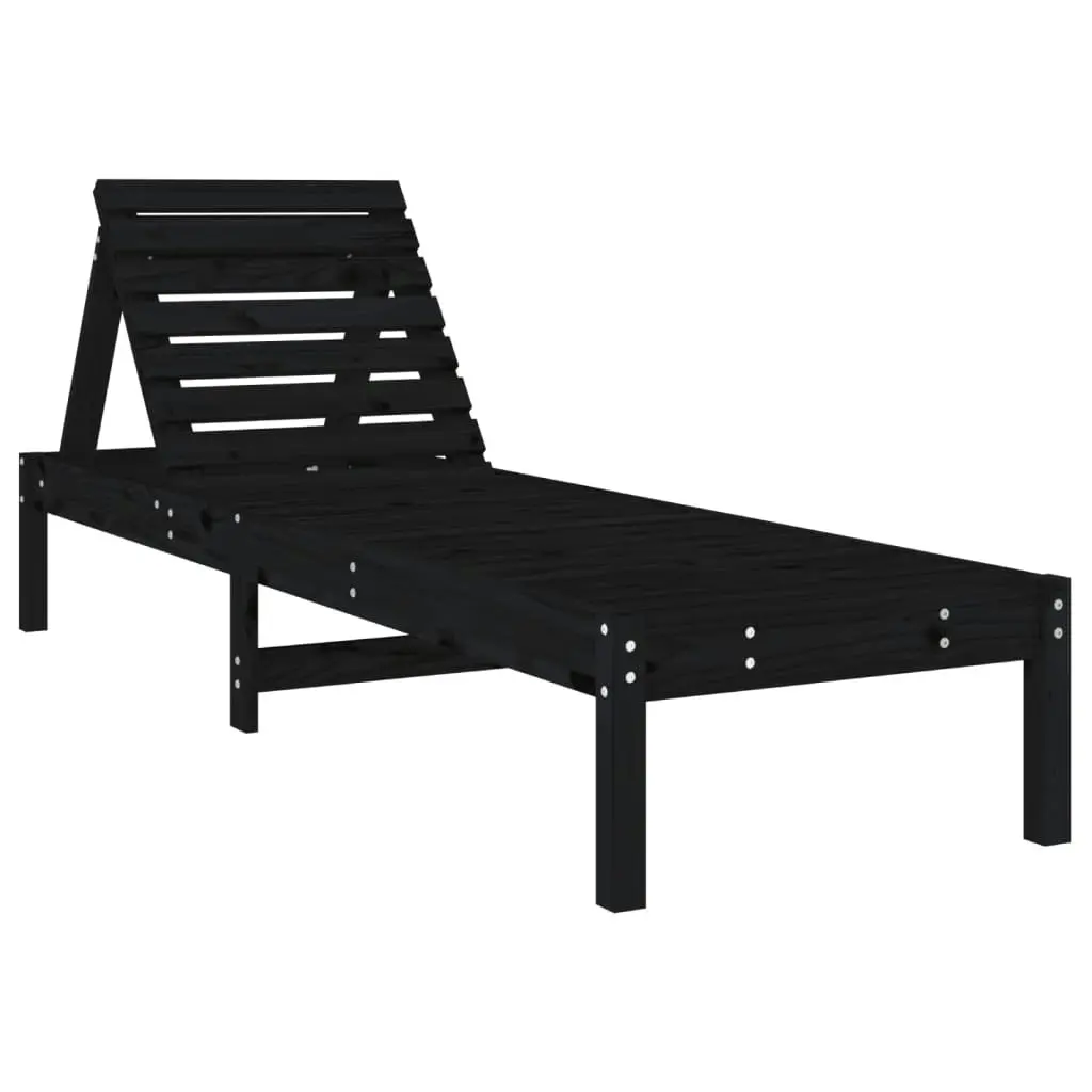 Sun Loungers 2 pcs Black 199.5x60x74 cm Solid Wood Pine 825074