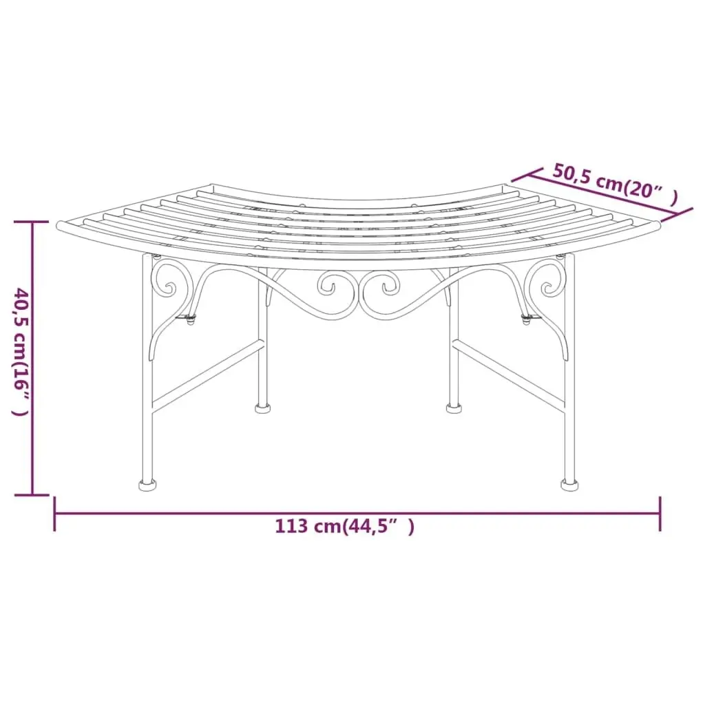 Tree Bench 113 cm Black Steel 318826