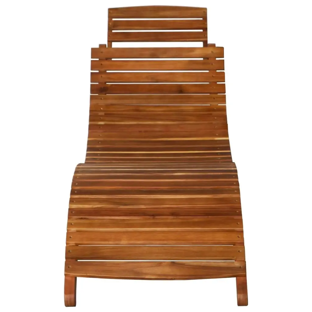 Sunlounger with Table Solid Acacia Wood Brown 46653