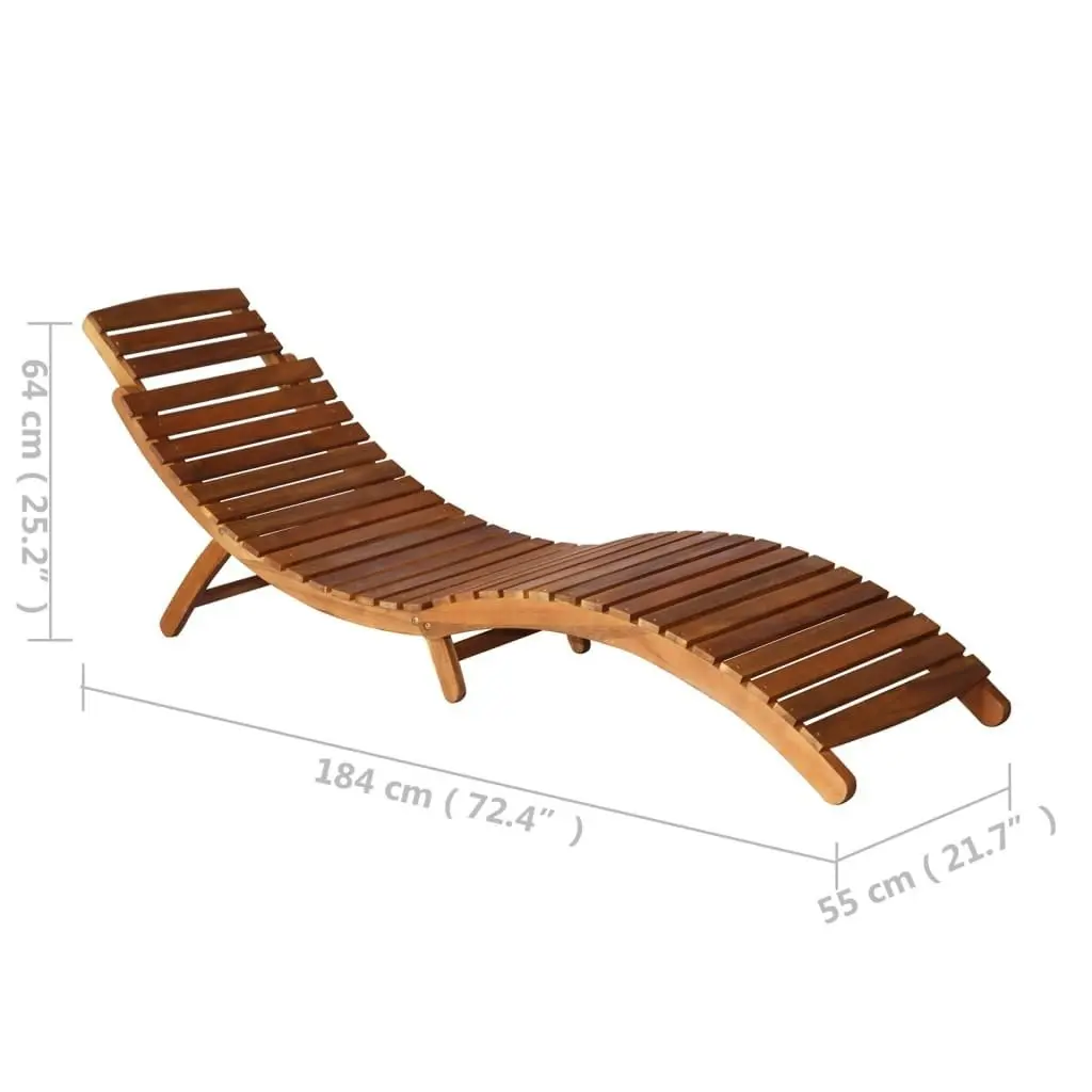 Sunlounger with Table Solid Acacia Wood Brown 46653