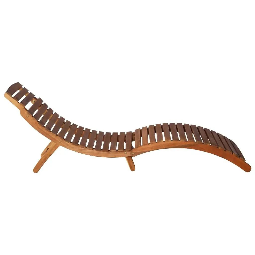 Sunlounger with Table Solid Acacia Wood Brown 46653