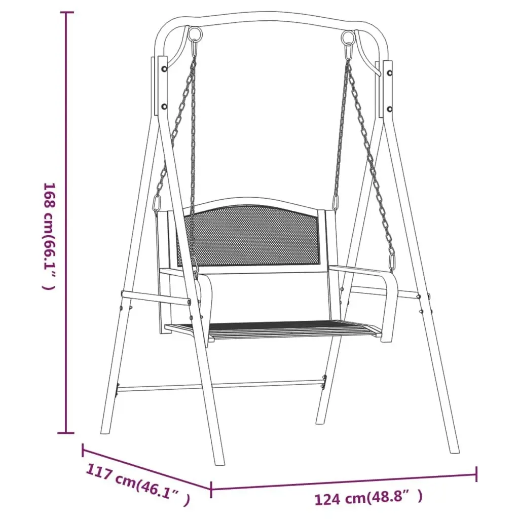 Swing Bench 124 cm Black Steel 318832