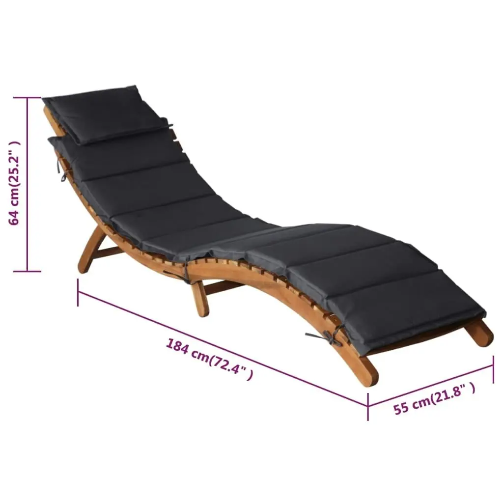 Sun Loungers with Cushions 2 pcs Dark Grey Solid Wood Acacia 3155472