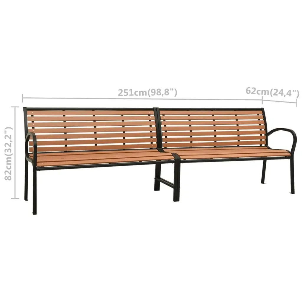 Twin Garden Bench 251 cm Steel and WPC 317128