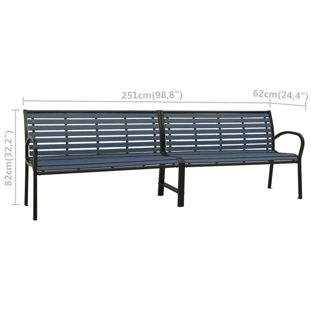 Twin Garden Bench 251 cm Steel and WPC Black 317127