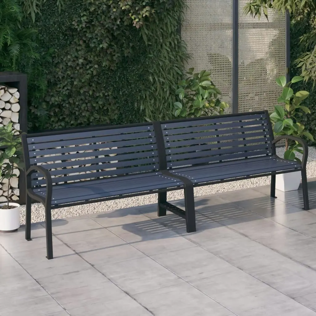 Twin Garden Bench 251 cm Steel and WPC Black 317127