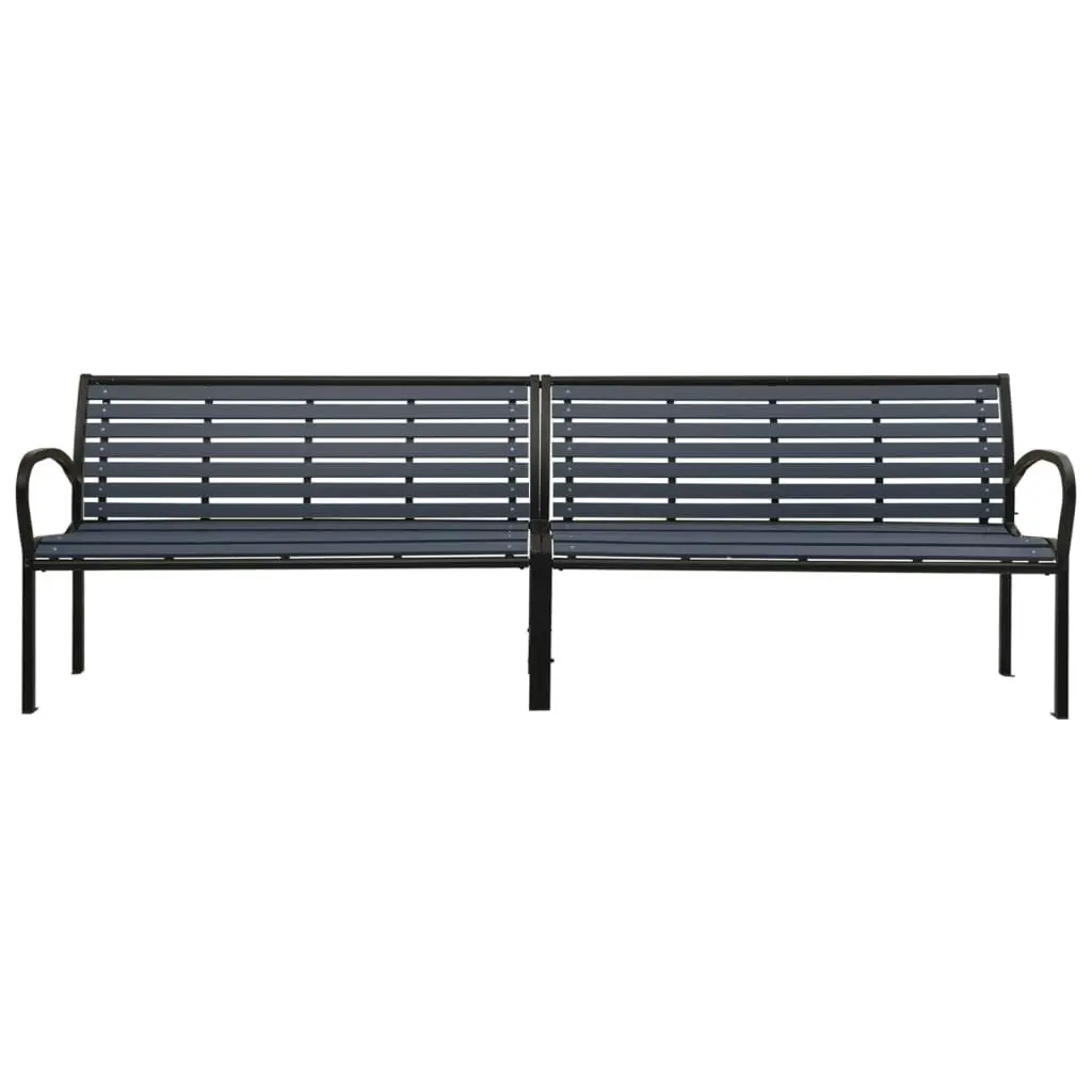 Twin Garden Bench 251 cm Steel and WPC Black 317127