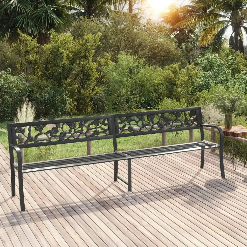 Twin Garden Bench 246 cm Black Steel 317129