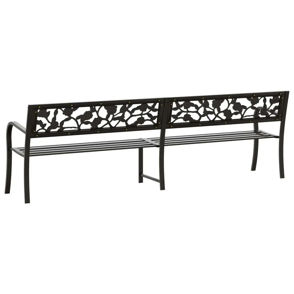 Twin Garden Bench 246 cm Black Steel 317129