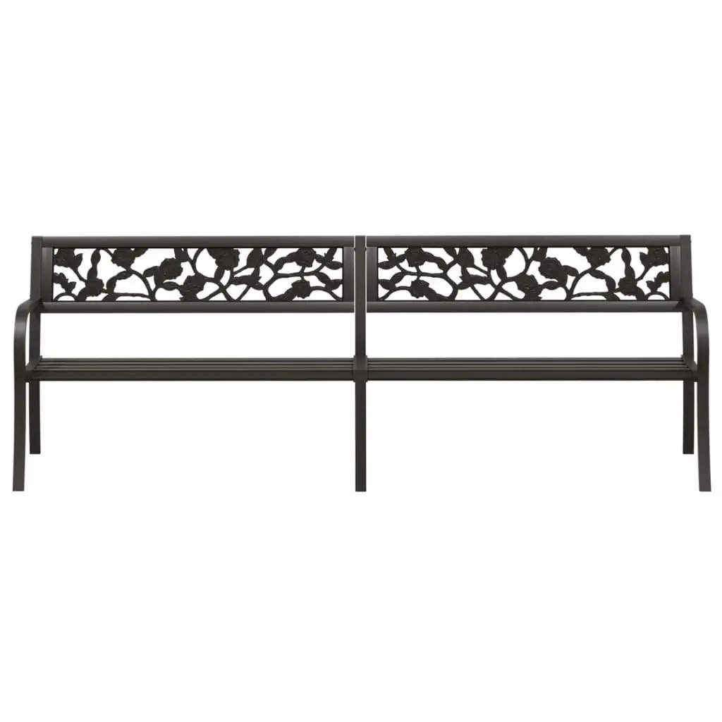 Twin Garden Bench 246 cm Black Steel 317129